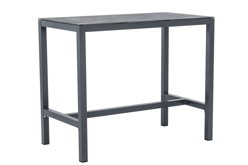 Mesa alta bar Meridian 130x70 cm aluminio antracita con cristal cerámico gris antracita. | Kubu #