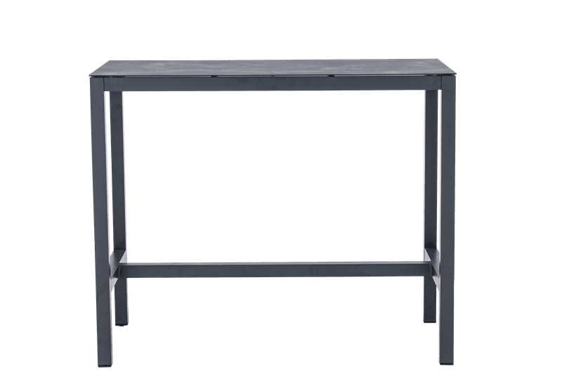 Mesa alta bar Meridian 130x70 cm aluminio antracita con cristal cerámico gris antracita. | Kubu #