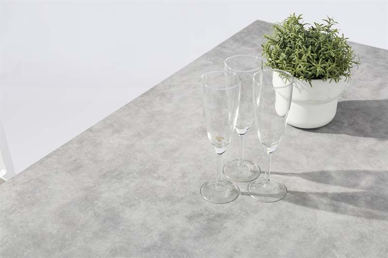 Mesa alta bar Meridian 130x70 cm aluminio blanco cristal cerámico gris claro. | Kubu #