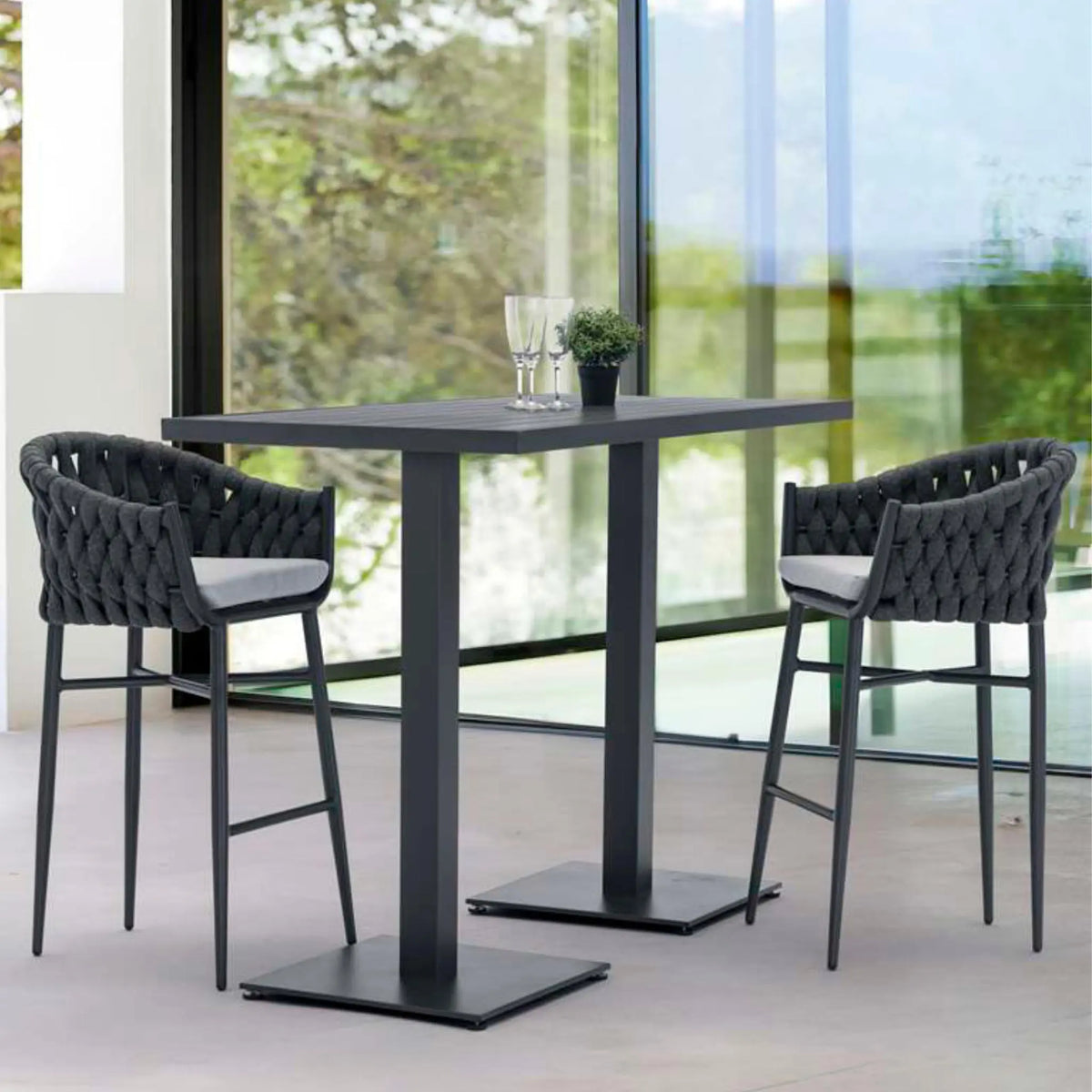 Mesa alta bar Orick 160x70 cm aluminio antracita. | KUBU #
