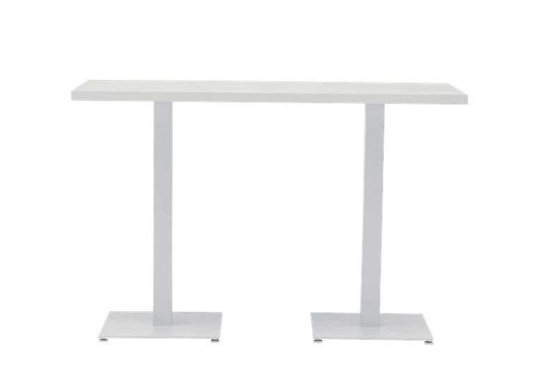 Mesa alta bar Orick 160x70 cm aluminio blanco. | Kubu #