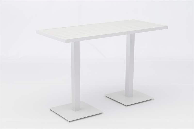 Mesa alta bar Orick 160x70 cm aluminio blanco. | Kubu #