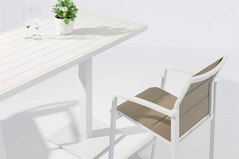 Mesa alta bar Orick 160x70 cm aluminio blanco. | Kubu #