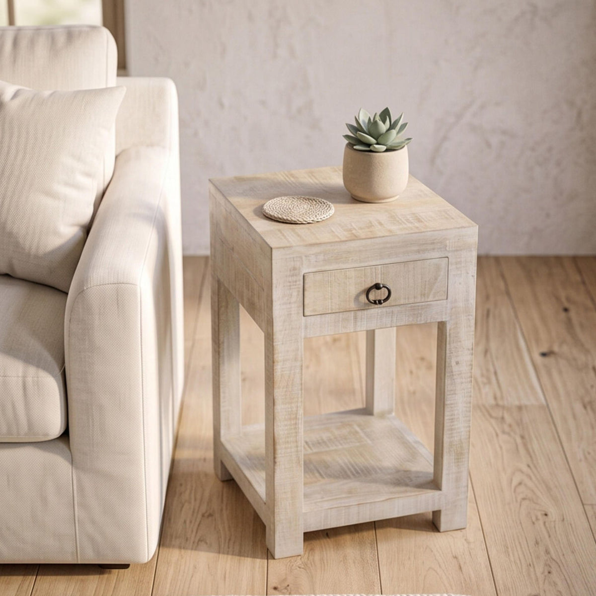 Mesa auxiliar Goa 35x35x60cm | Madera de Mango | KUBU #