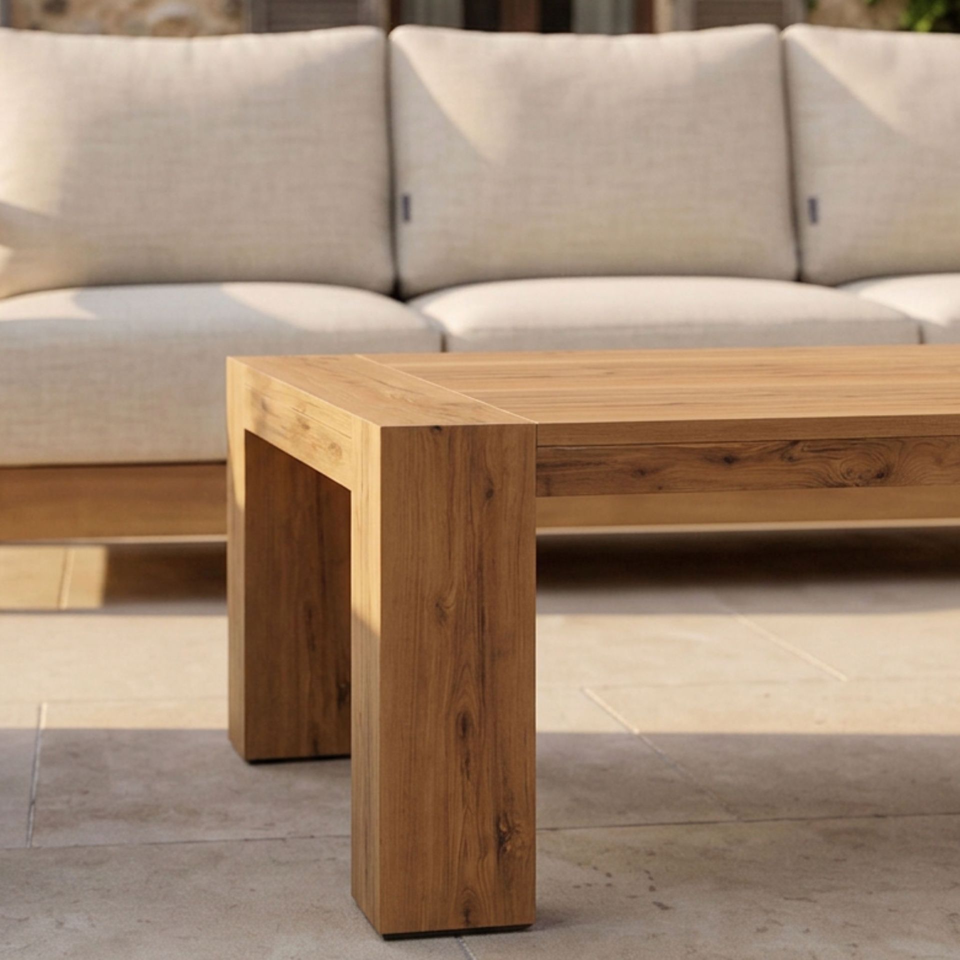 Mesa de Centro Exterior Java 130x70x40cm | Efecto Teca | KUBU #