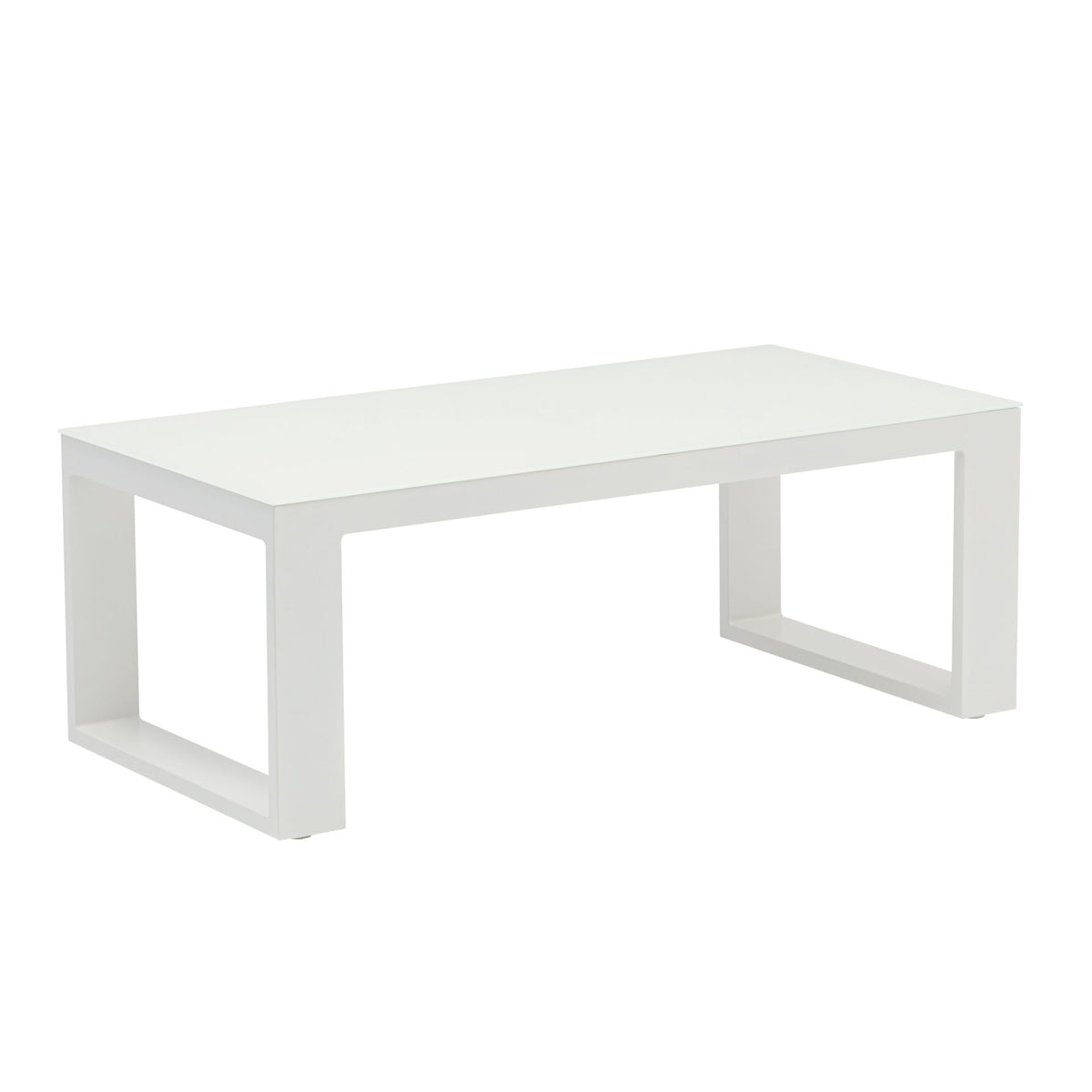 Mesa de Centro Niland Aluminio Blanco y Cristal Mate 120x60 cm | KUBU #