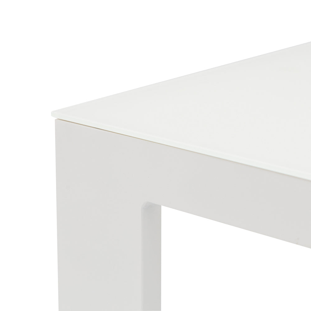 Mesa de Centro Niland Aluminio Blanco y Cristal Mate 120x60 cm | Kubu #