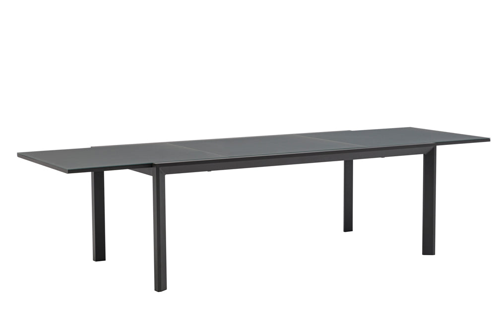 Mesa de Exterior Extensible Orick 100 x 200/300cm | Aluminio y Cristal Mate Antracita | KUBU #
