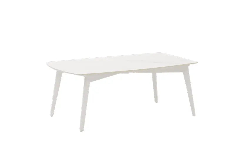 Mesa de centro Nelayan 120x70 aluminio blanco top mesa porcelánico blanco | Kubu #