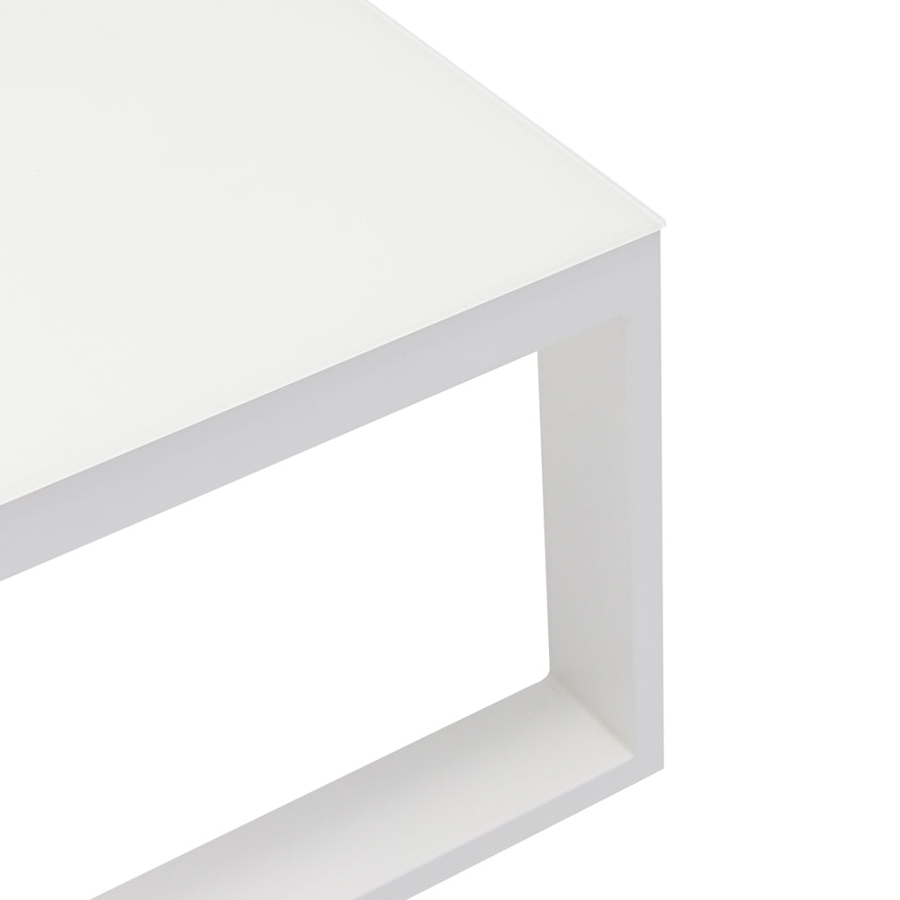 Mesa de centro Niland aluminio y cristal blanco | Kubu #