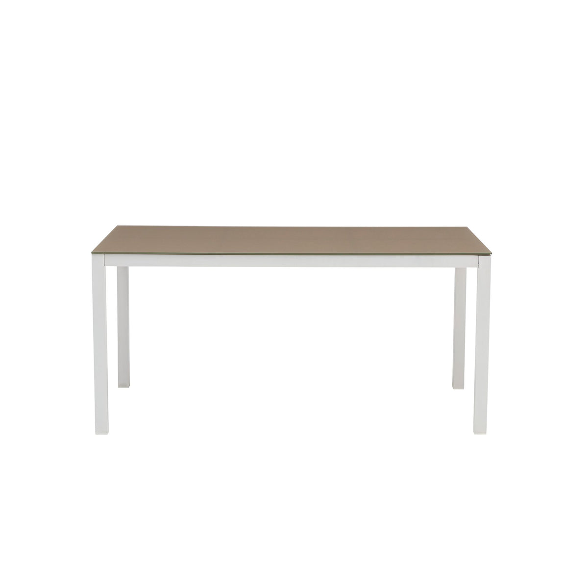 Mesa de comedor Adin 160*90 cm aluminio blanco y cristal gris claro | KUBU #