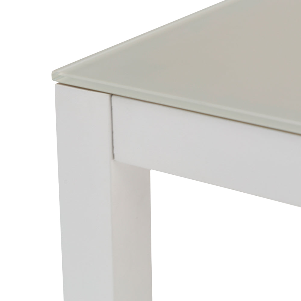 Mesa de comedor Adin 160*90 cm aluminio blanco y cristal gris claro