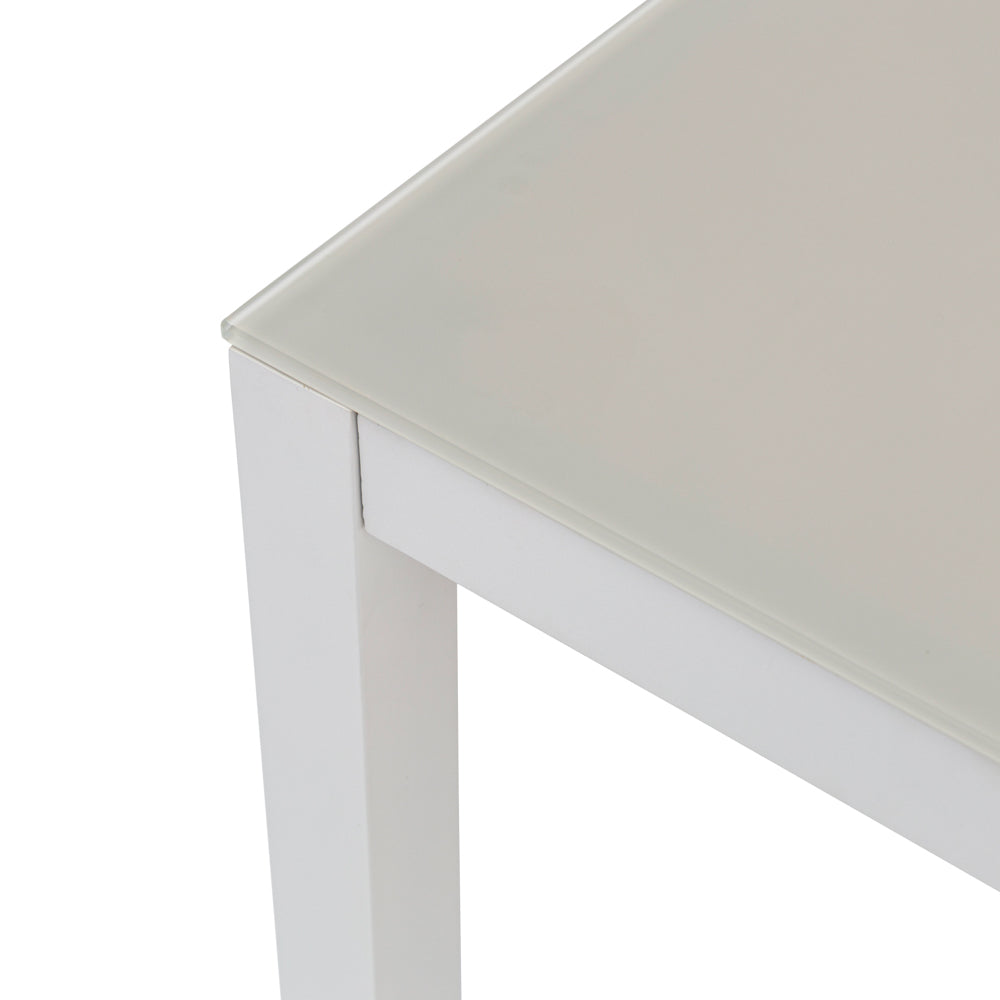 Mesa de comedor Adin 160*90 cm aluminio blanco y cristal gris claro