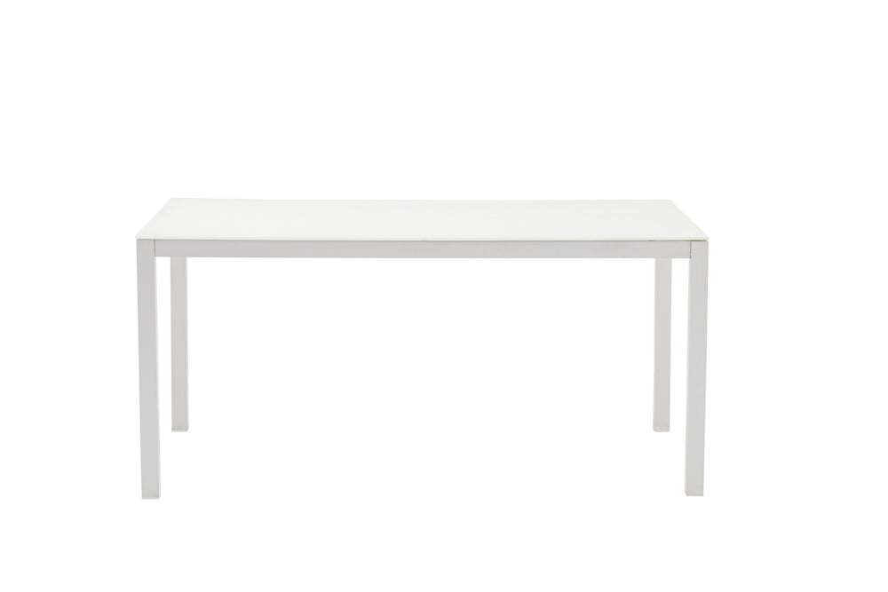 Mesa de comedor Adin 160 x 90 cm aluminio y cristal blanco