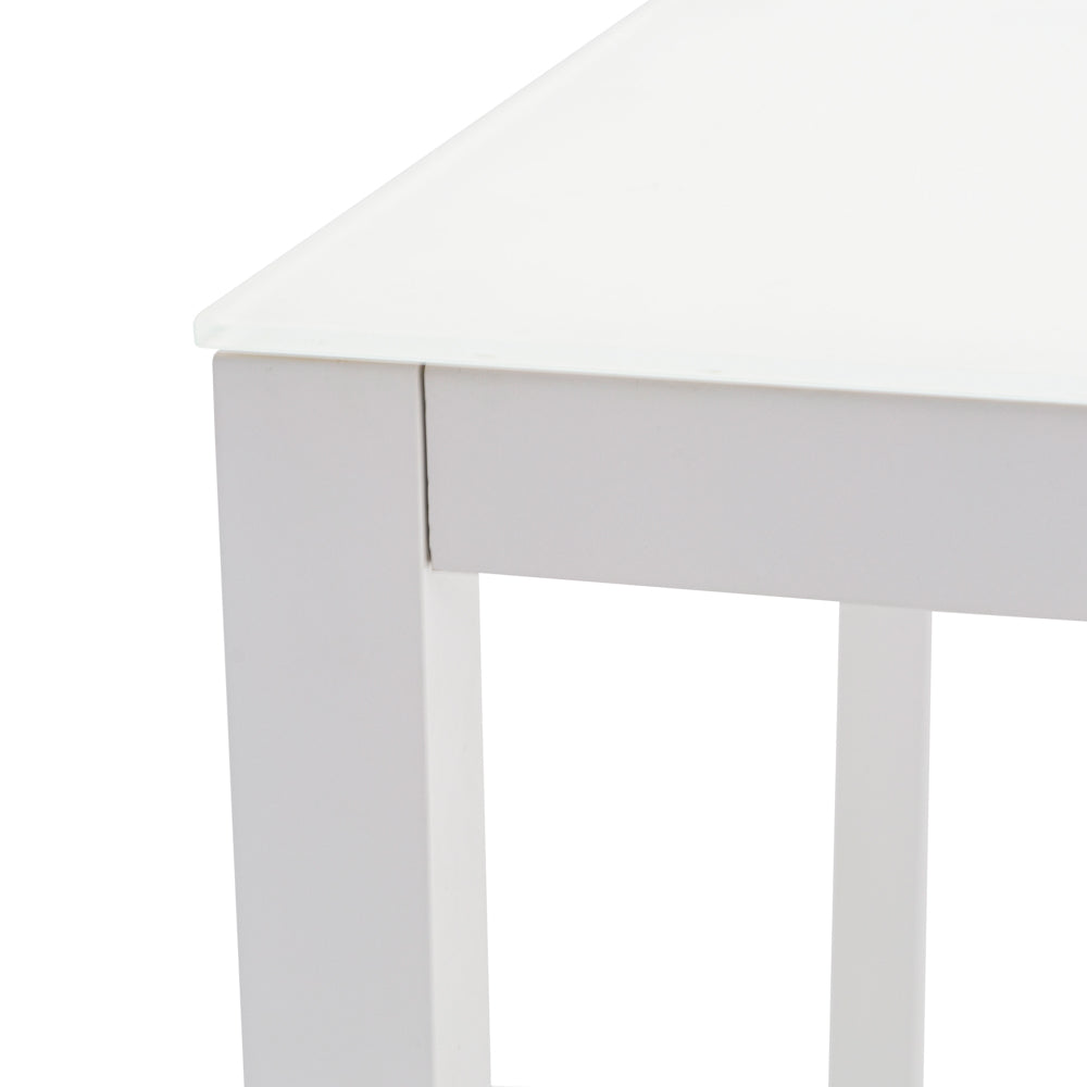 Mesa de comedor Adin 160 x 90 cm aluminio y cristal blanco
