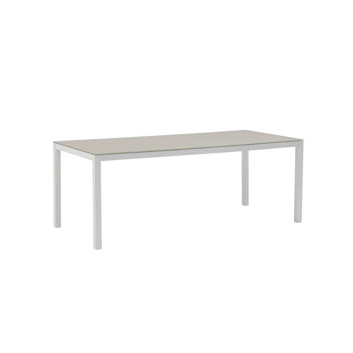 Mesa de comedor Adin 200 x 90 cm aluminio blanco cristal gris claro | KUBU #