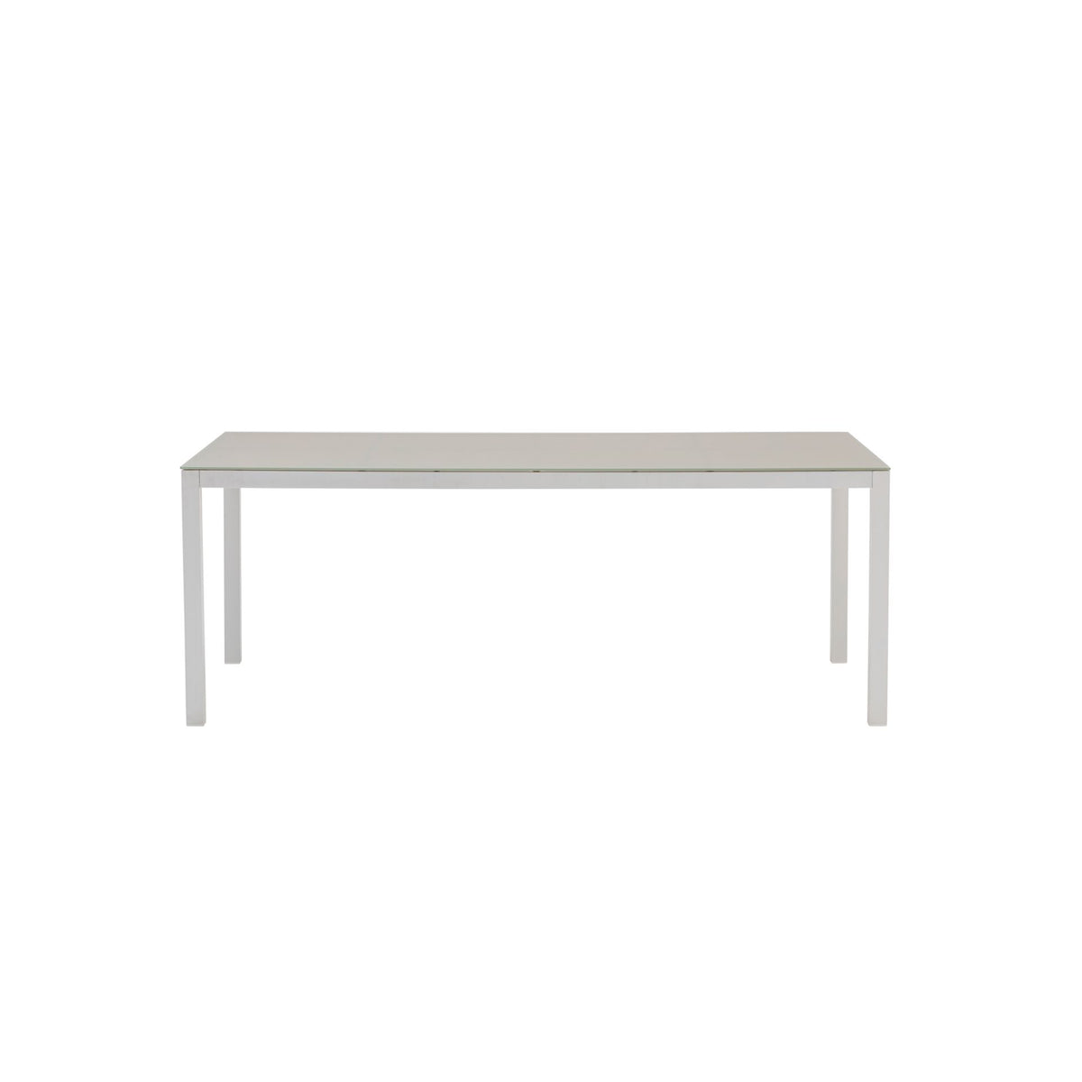 Mesa de comedor Adin 200 x 90 cm aluminio blanco cristal gris claro | KUBU #