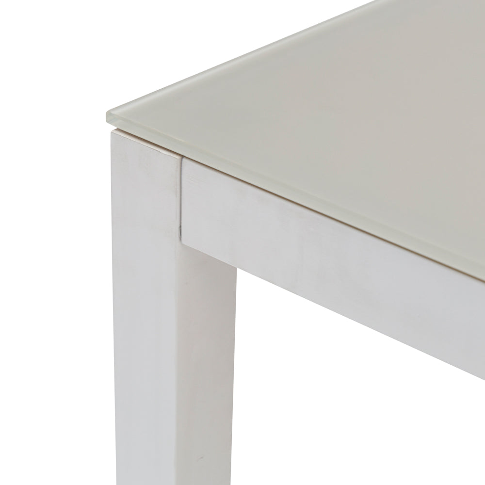 Mesa de comedor Adin 200 x 90 cm aluminio blanco cristal gris claro