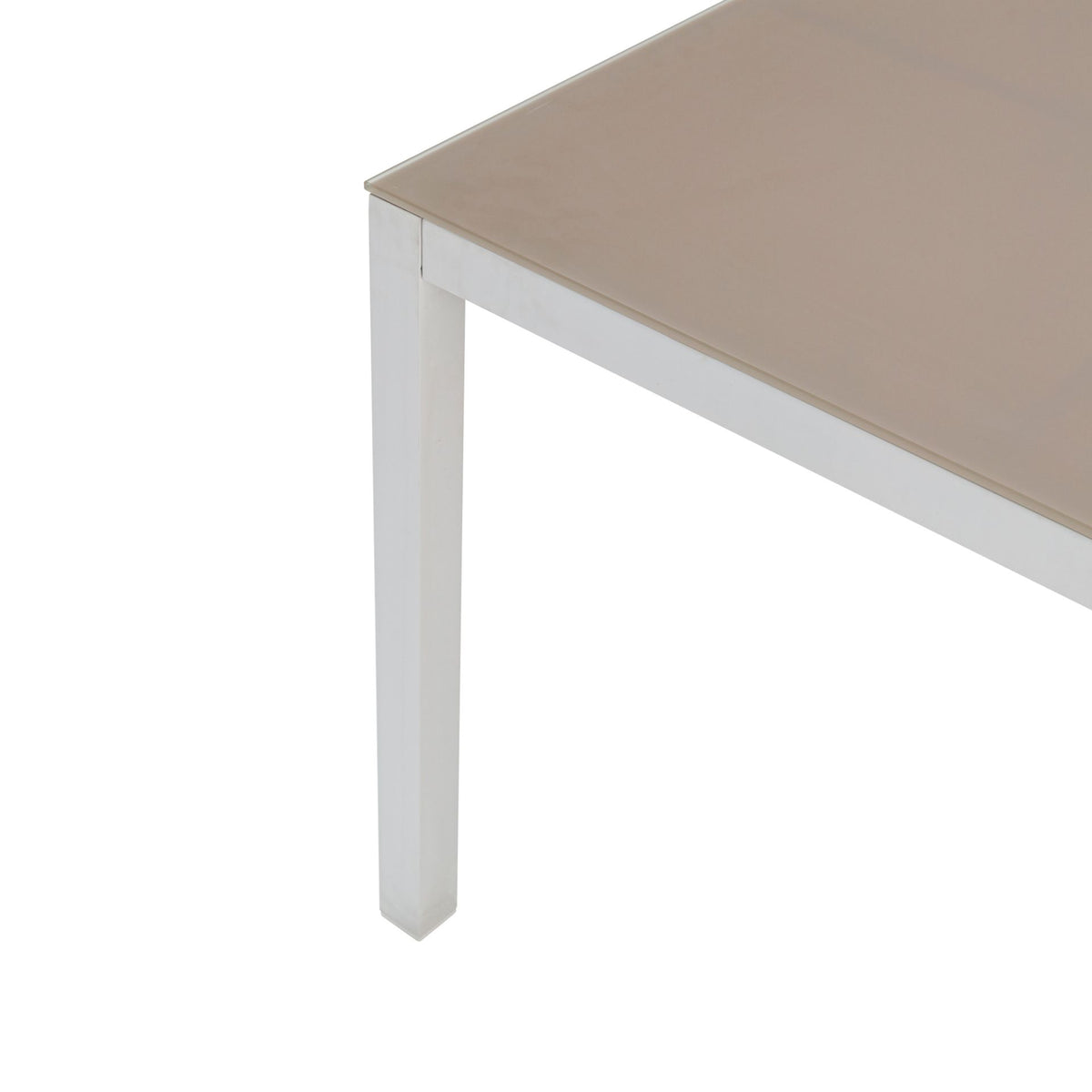 Mesa de comedor Adin 200 x 90 cm aluminio blanco cristal taupe | KUBU #