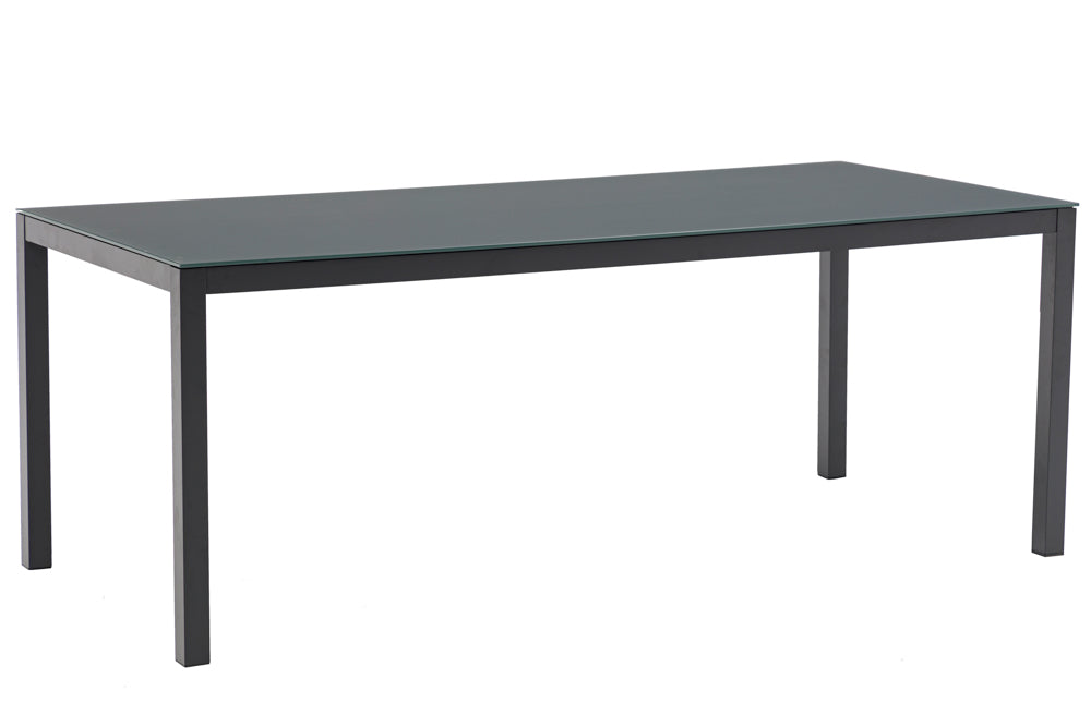 Mesa de comedor Adin 200 x 90 cm aluminio y cristal antracita