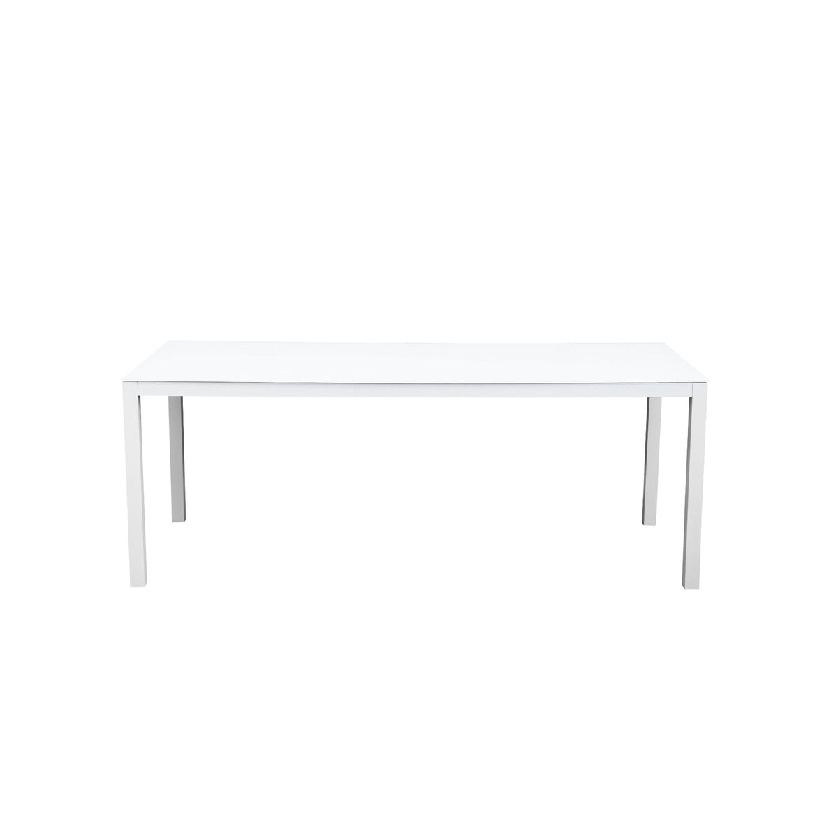 Mesa de comedor Adin 200 x 90 cm aluminio y cristal blanco | KUBU #