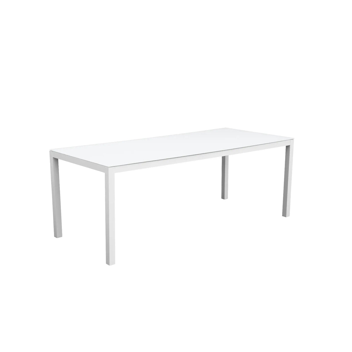 Mesa de comedor Adin 200 x 90 cm aluminio y cristal blanco | KUBU #