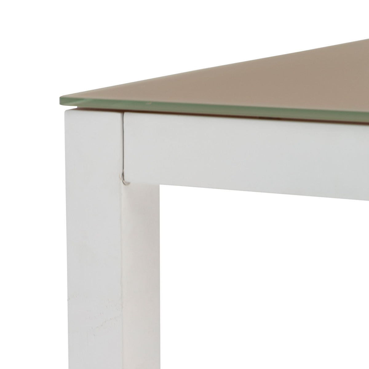 Mesa de comedor Adin 90 x 90 cm aluminio blanco y cristal gris claro | KUBU #