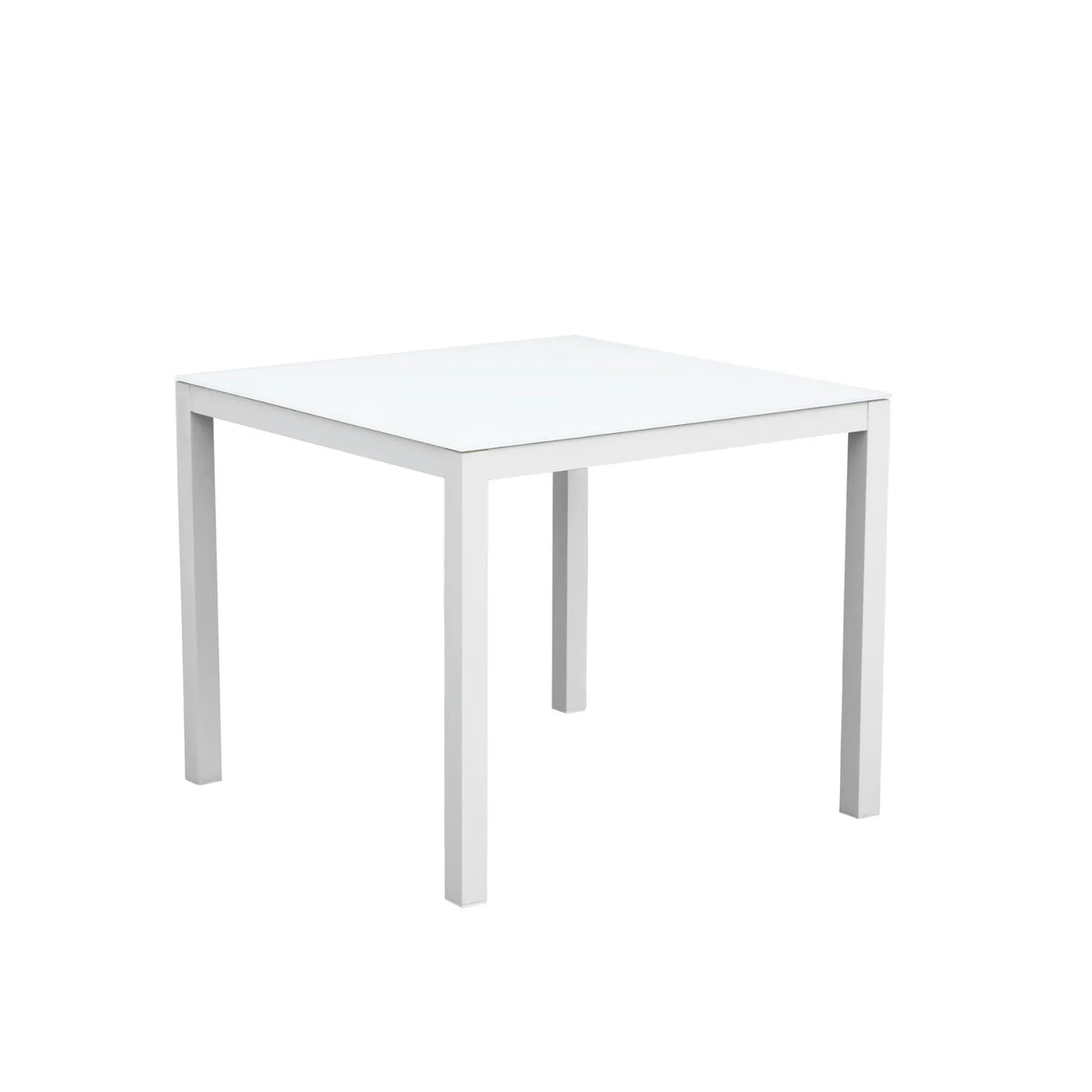 Mesa de comedor Adin 90 x 90 cm aluminio y cristal blanco | KUBU #