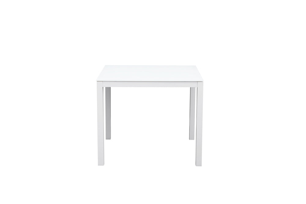 Mesa de comedor Adin 90 x 90 cm aluminio y cristal blanco