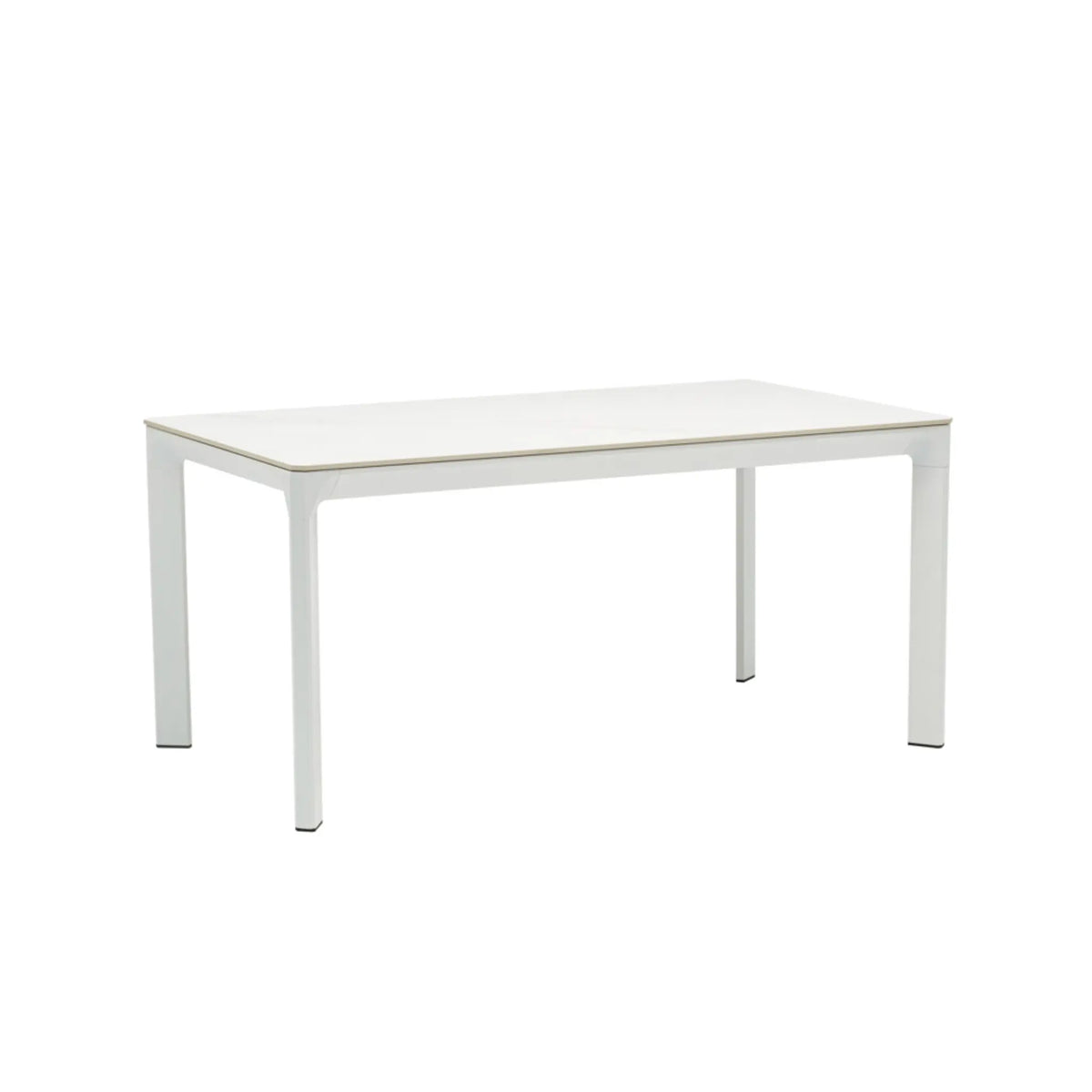 Mesa de comedor Boori 160x90 aluminio blanco top mesa porcelánico blanco | KUBU #
