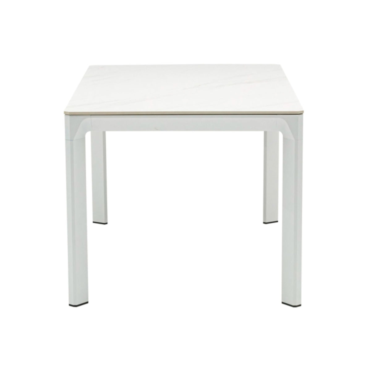 Mesa de comedor Boori 160x90 aluminio blanco top mesa porcelánico blanco | KUBU #