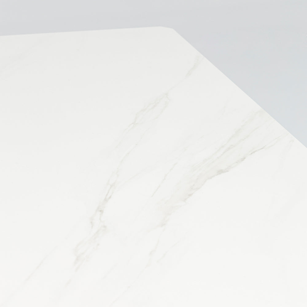 Mesa de comedor Boori 160x90 aluminio blanco top mesa porcelánico blanco | Kubu #