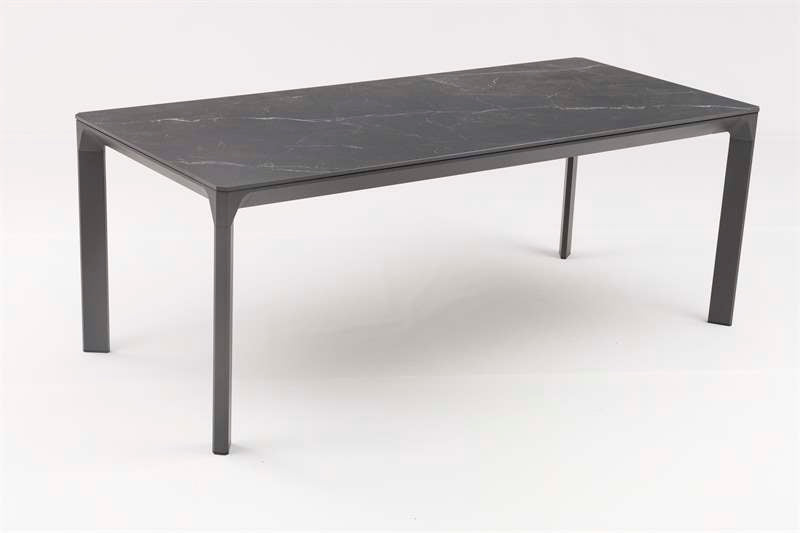 Mesa de comedor Boori 200x90 cm aluminio antracita top mesa porcelánico negro | Kubu #