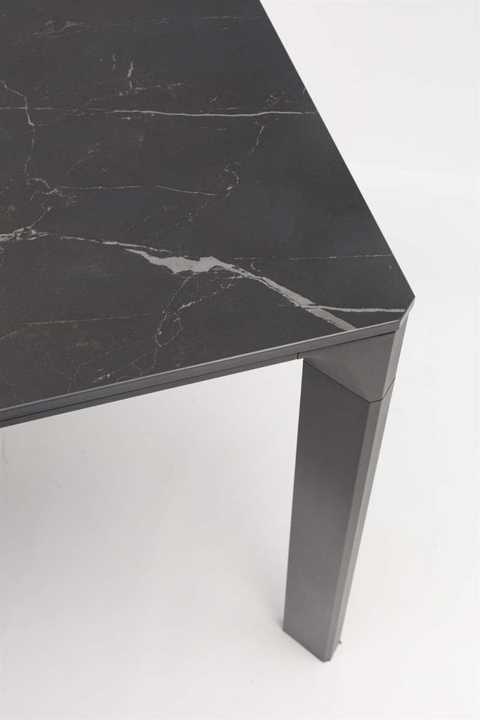 Mesa de comedor Boori 200x90 cm aluminio antracita top mesa porcelánico negro | Kubu #