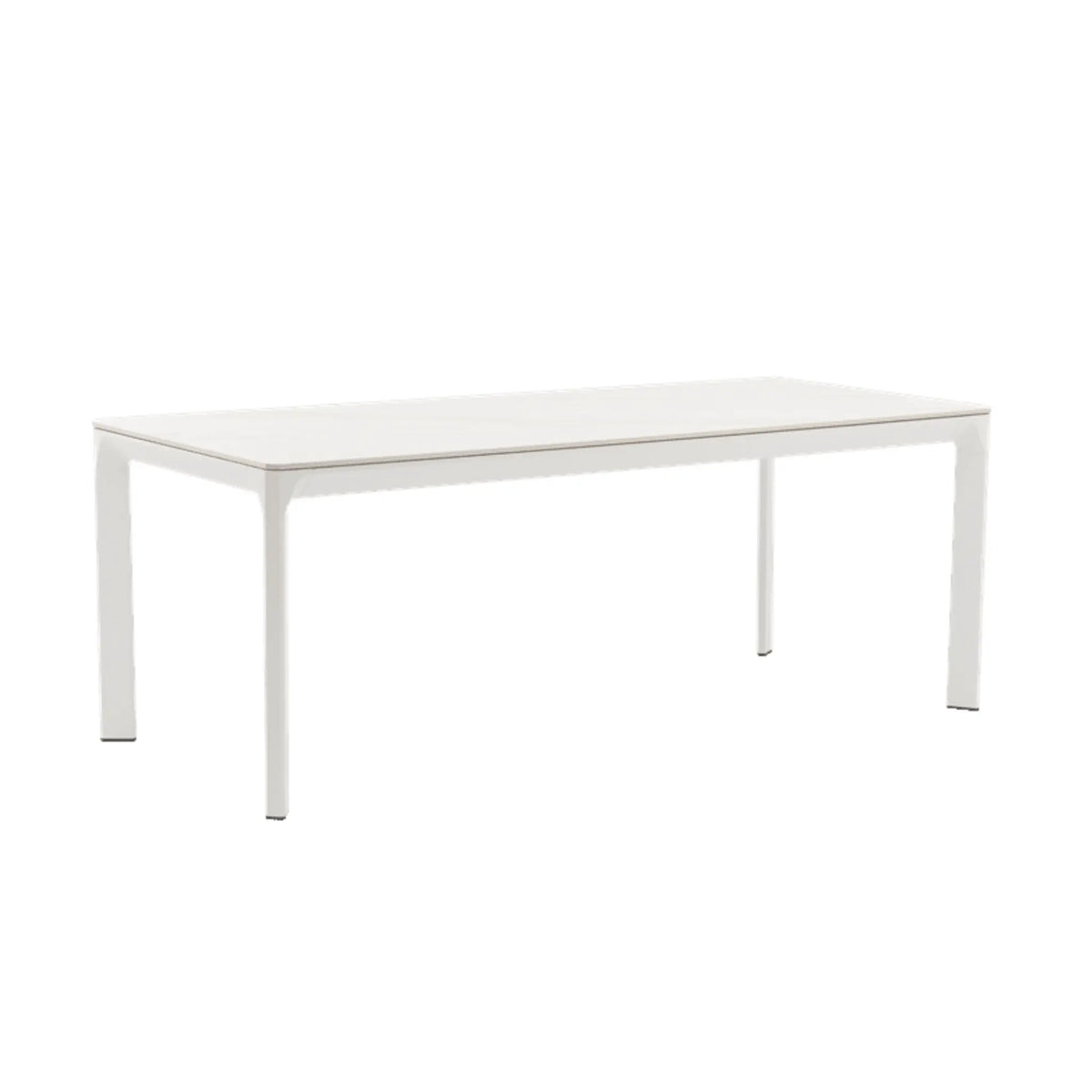 Mesa de comedor Boori 200x90 cm aluminio y top mesa porcelánico blanco | KUBU #