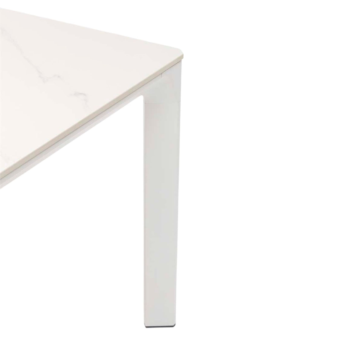 Mesa de comedor Boori 200x90 cm aluminio y top mesa porcelánico blanco | KUBU #