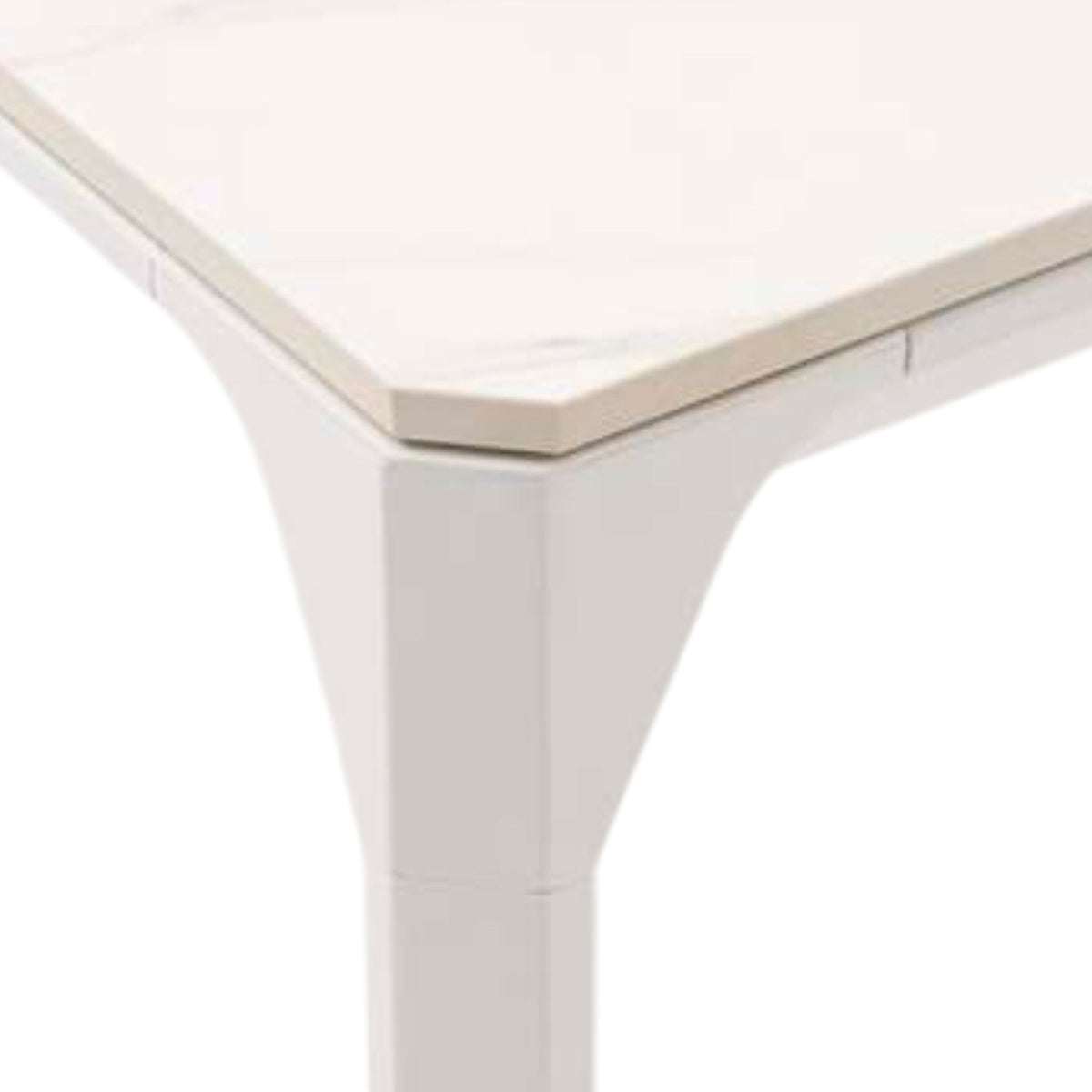 Mesa de comedor Boori 200x90 cm aluminio y top mesa porcelánico blanco | KUBU #