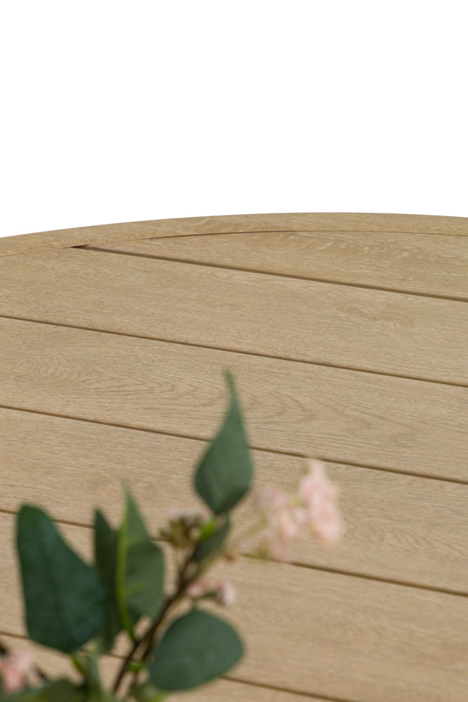Mesa de comedor Harmony Ø 120 cm aluminio efecto madera | Kubu #