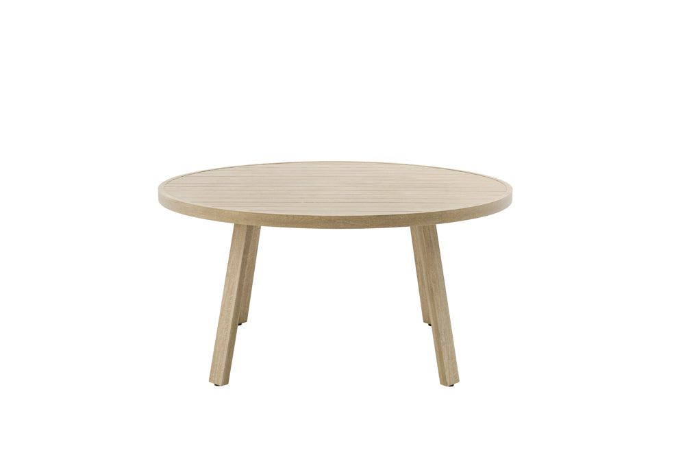 Mesa de comedor Harmony Ø 150 cm aluminio efecto madera | Kubu #