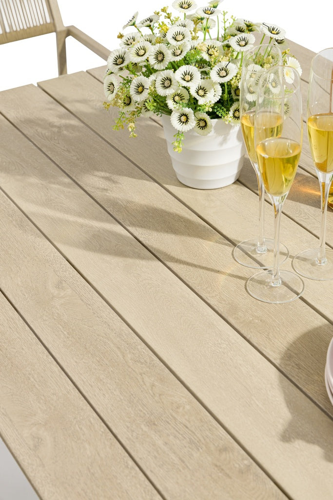 Mesa de comedor Harmony 160*88 cm aluminio efecto madera | Kubu #