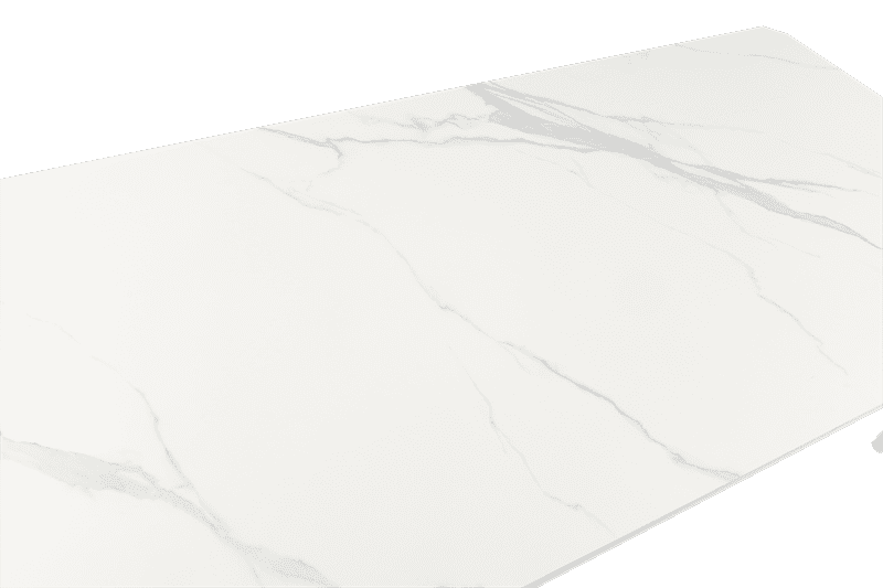 Mesa de comedor Irvine 220x100 cm aluminio blanco top porcelánico blanco | Kubu #