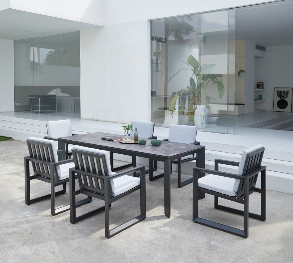 Mesa de comedor Onix 210*90 cm aluminio antracita cristal cerámico gris antracita | Kubu #