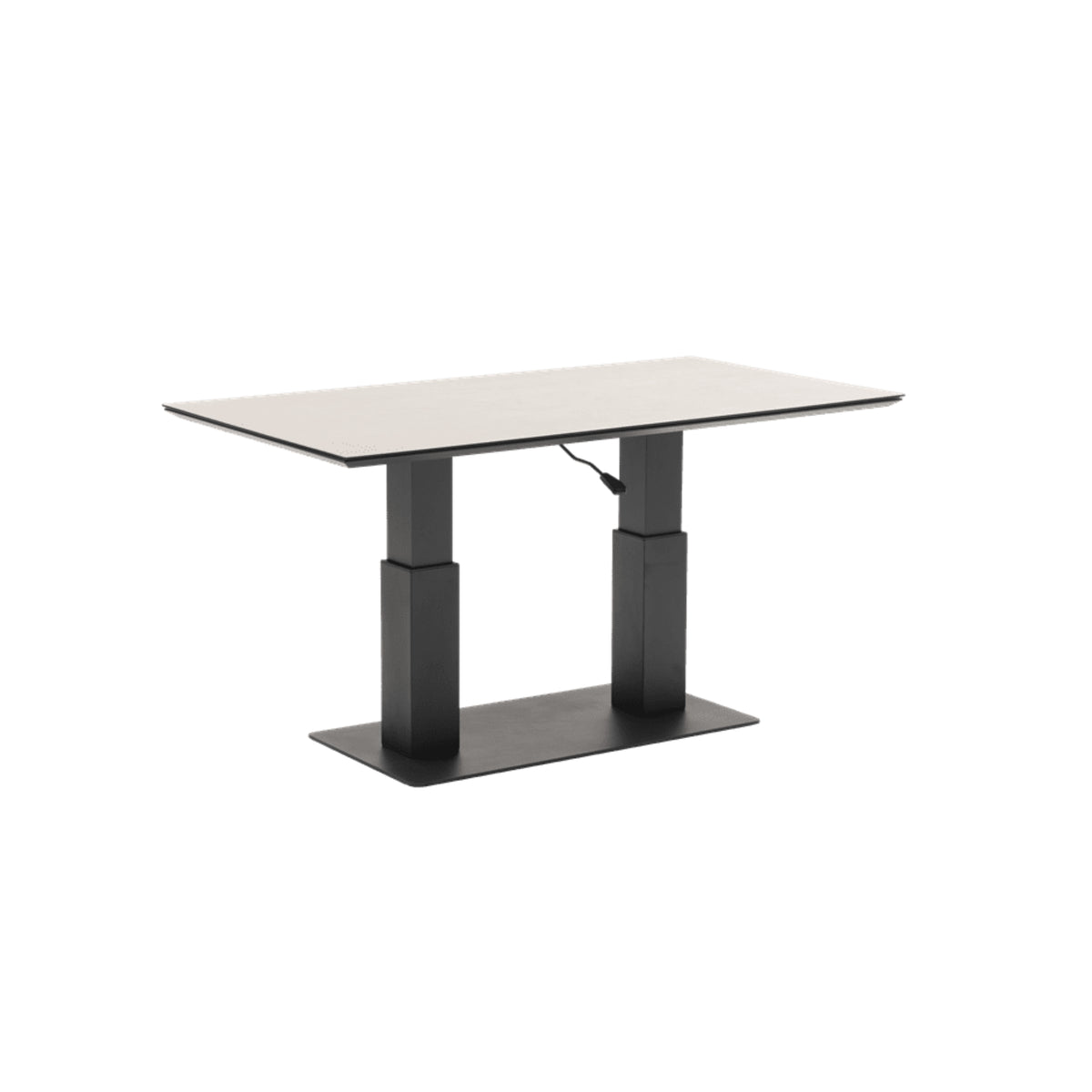 Mesa elevable Isabela 140x75x50/74 aluminio antracita con cristal cerámico gris claro. | KUBU #