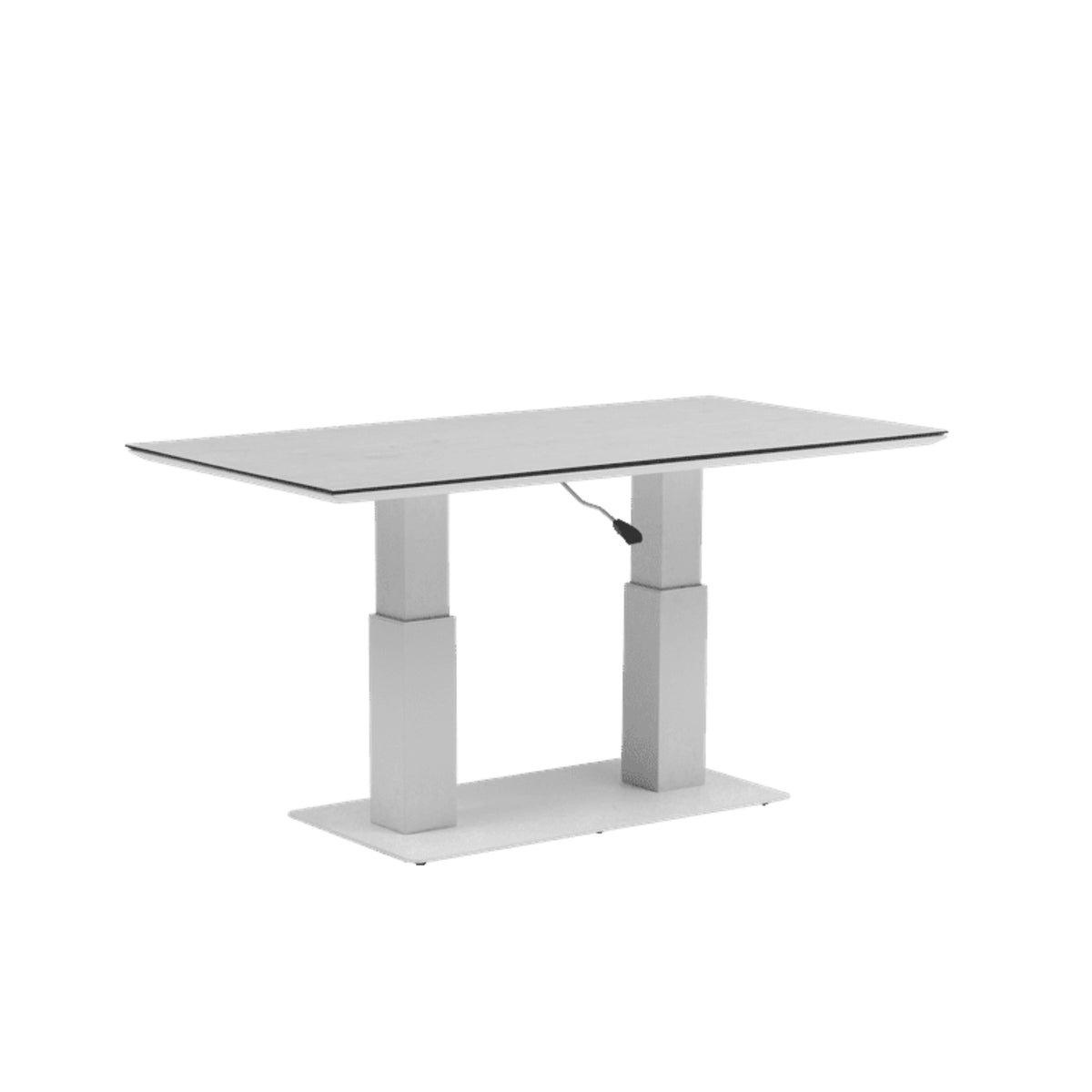 Mesa elevable Isabela 140x75x50/74 aluminio blanco con cristal cerámico gris claro | KUBU #
