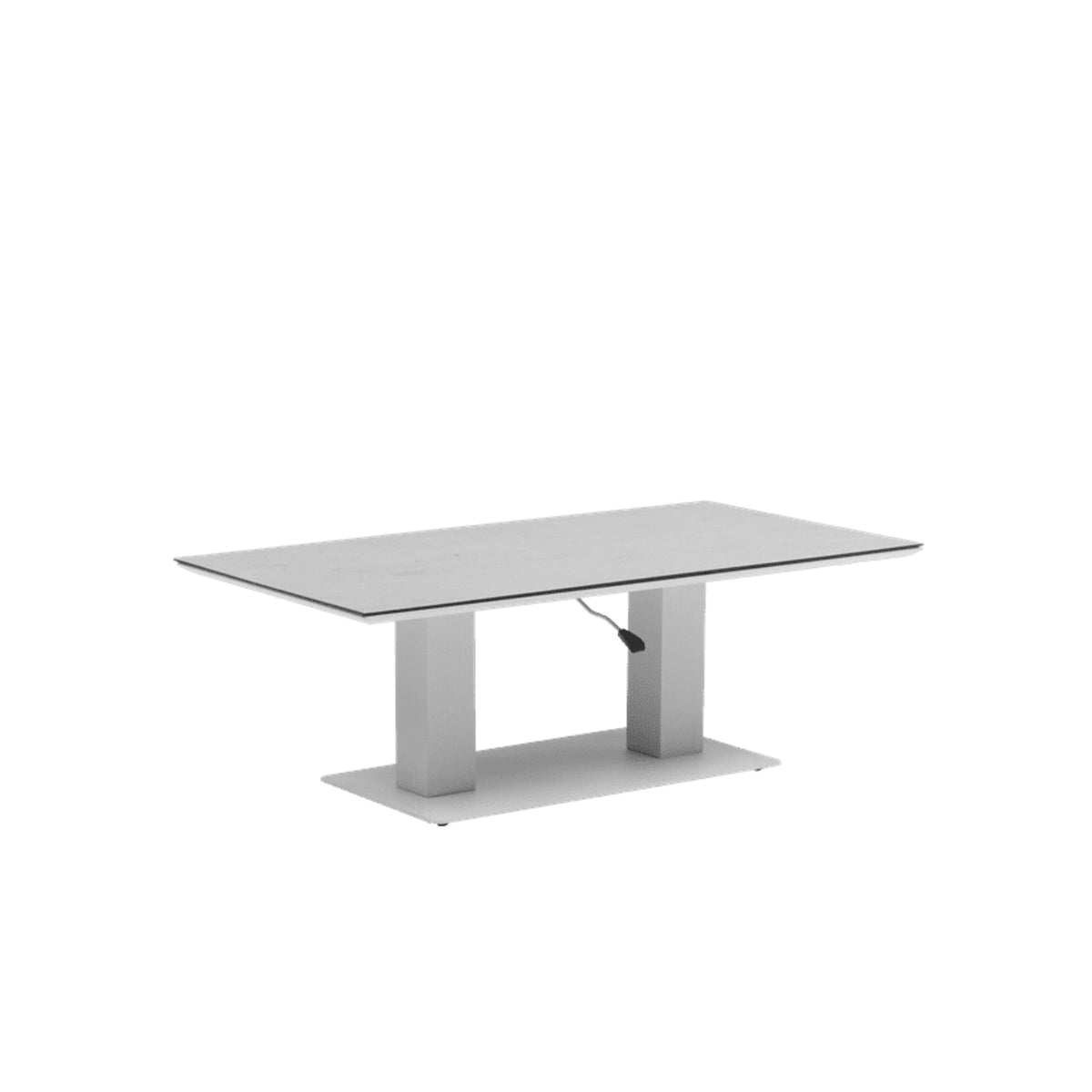 Mesa elevable Isabela 140x75x50/74 aluminio blanco con cristal cerámico gris claro | KUBU #