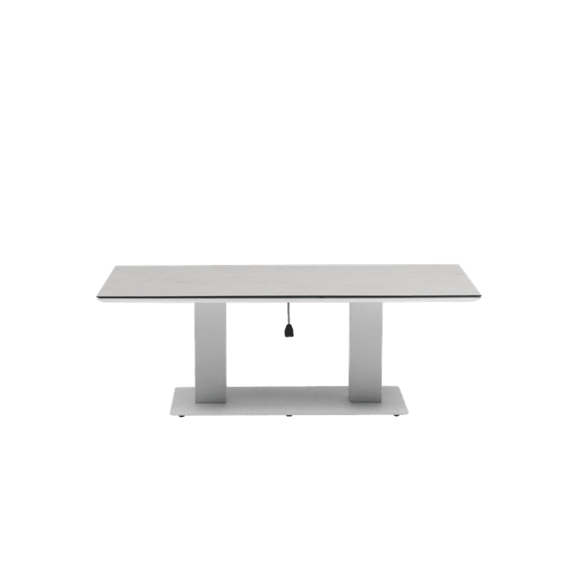 Mesa elevable Isabela 140x75x50/74 aluminio blanco con cristal cerámico gris claro | KUBU #