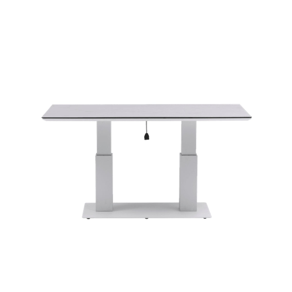 Mesa elevable Isabela 140x75x50/74 aluminio blanco con cristal cerámico gris claro | KUBU #