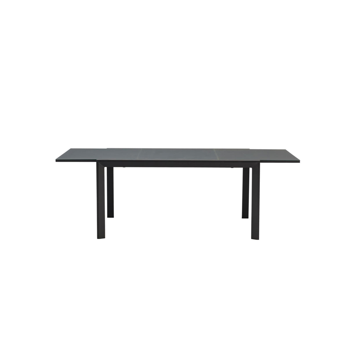 Mesa extensible ORICK 100 x 150/225 cm aluminio y cristal antracita | KUBU #