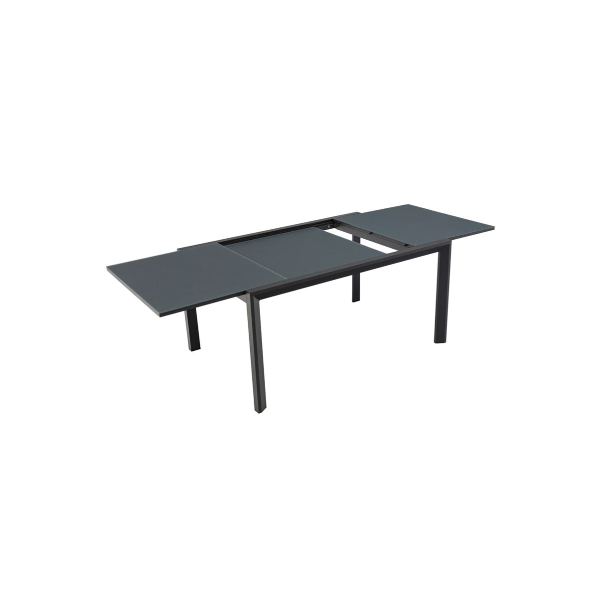 Mesa extensible ORICK 100 x 150/225 cm aluminio y cristal antracita | KUBU #