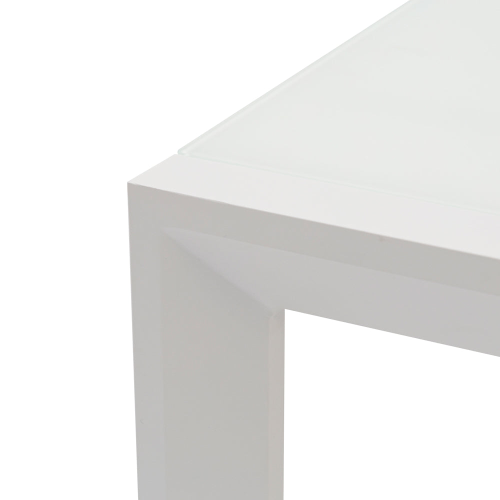 Mesa extensible ORICK 100 x 150/225 cm aluminio y cristal blanco